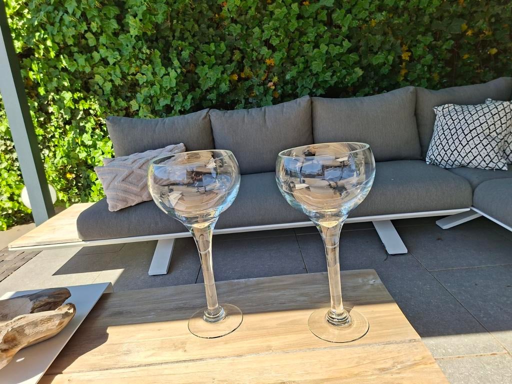 Mooie glazen coupe/vazen op voet, Overige kleuren, Verzenden, Minder dan 50 cm, Glas