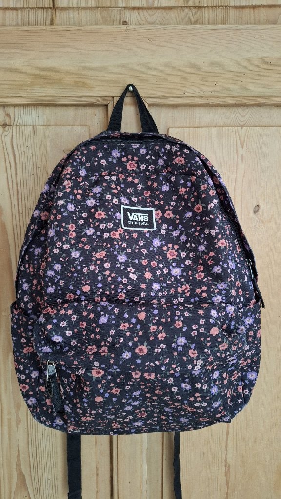 Vans rugzak zwart met bloemenprint – Roze / Paars, Sieraden, Tassen en Uiterlijk, Overige merken, Gebruikt, 25 tot 40 cm, Ophalen of Verzenden