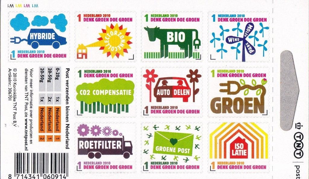 Denk groen, doe groen – logo TNT – W1W1W1W1 – V2732-2741, Ophalen of Verzenden, Na 1940, Postfris