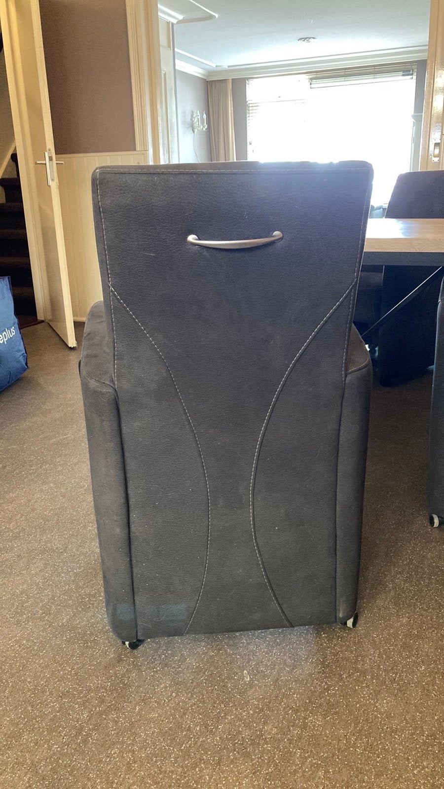 6 stoelen met wieltjes - Grijs stof, Ophalen, Gebruikt, Vijf, Zes of meer stoelen, Stof