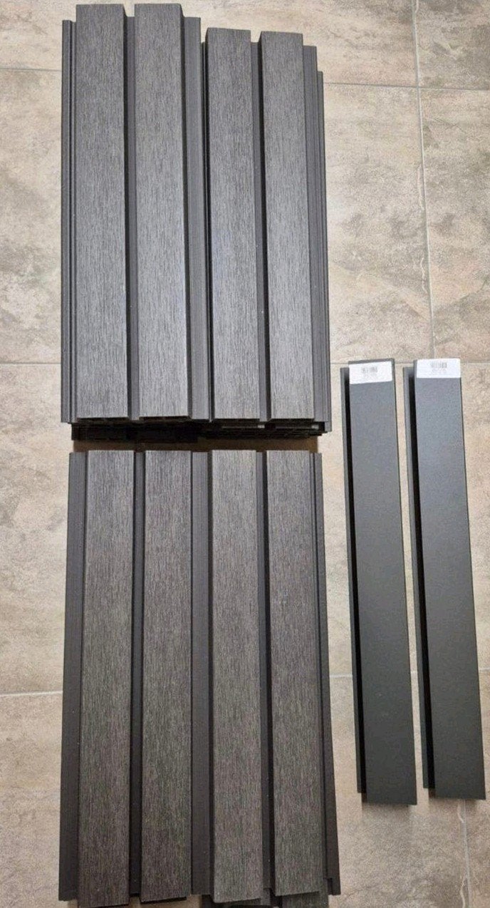 Composiet planken afm. 50x17x3,3cm 23 st. + 2 hoekelementen, Doe-het-zelf en Verbouw, Hout en Planken, Ophalen of Verzenden
