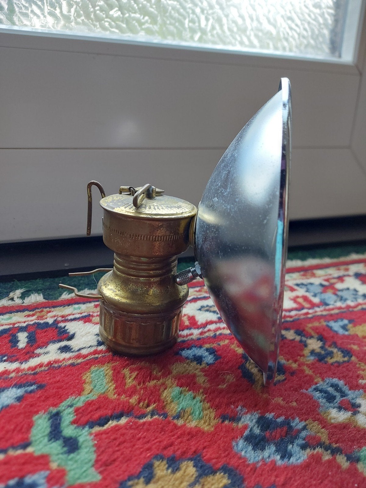 Antieke Butterfly mijnwerkerslamp - messing en chroom, Ophalen of Verzenden