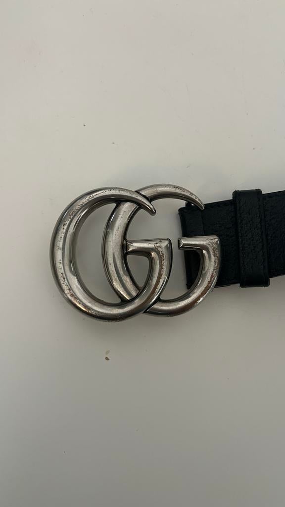 Gucci GG Marmont Leren Riem Zwart, Kleding | Dames, Riemen en Ceinturen, 80 tot 90 cm, 3 tot 5 cm, Heupriem, Ophalen of Verzenden