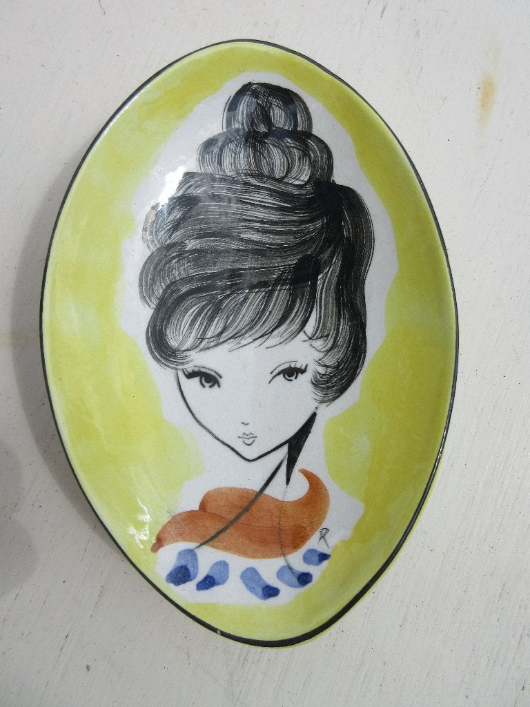 Vintage jaren 60 wandbordje vrouwenhoofd, Antiek en Kunst, Ophalen of Verzenden