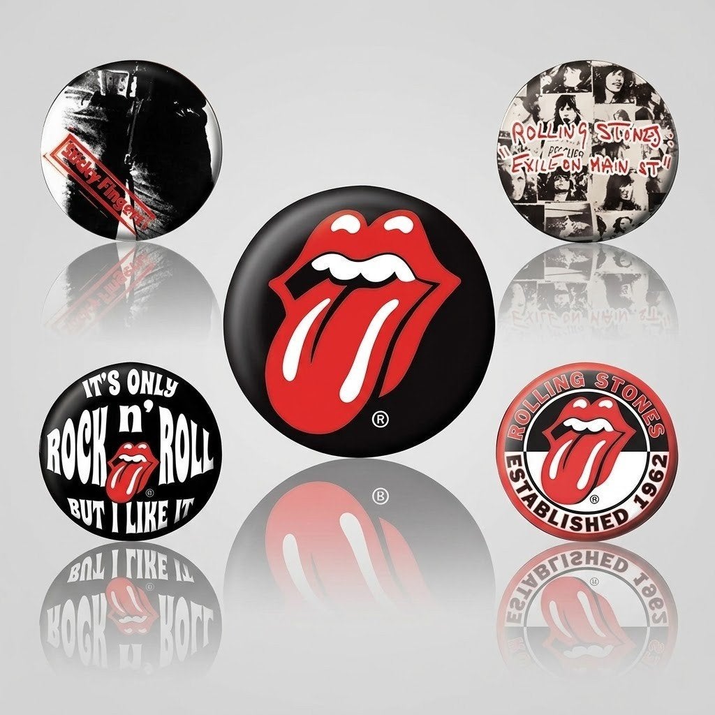 Partij The Rolling Stones – Officiële Badge Set – 5 stuks, NHP International, Nieuw, Ophalen of Verzenden, Info@nhp-international.com
