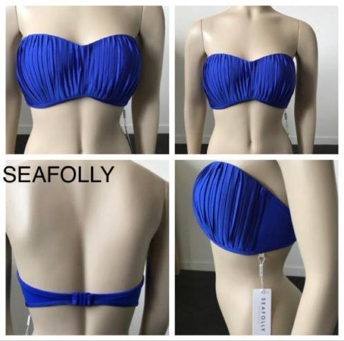 Seafolly bikinitol blauw strapless bandeau top 40/M 14, Ophalen of Verzenden, Nieuw, Blauw, Bikini