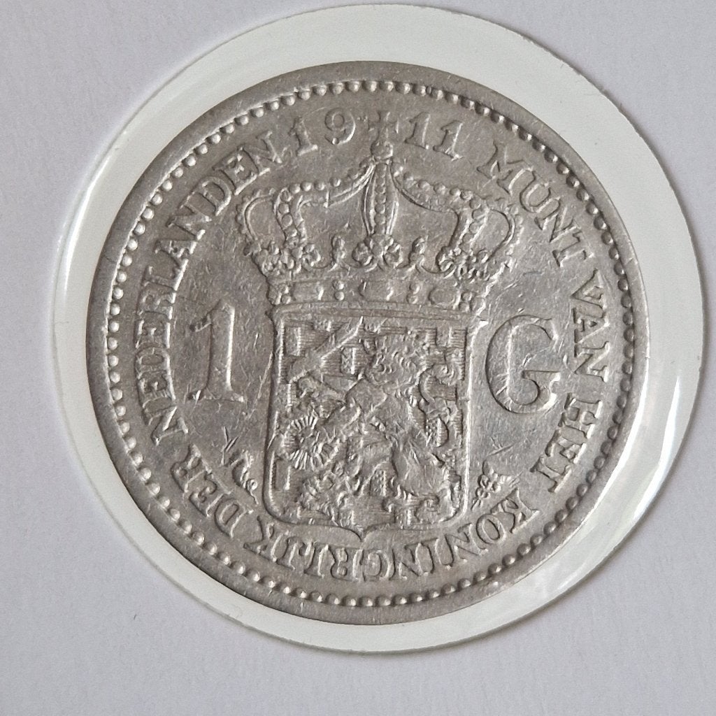 Zilveren gulden 1911 Wilhelmina, Postzegels en Munten, 1 gulden, Zilver, Ophalen of Verzenden, Koningin Wilhelmina