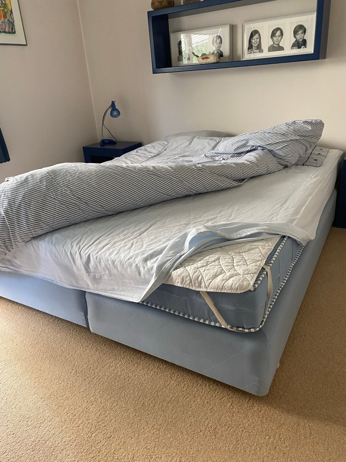 Comfortabel tweepersoonsbed met opbergruimte, Ophalen, Gebruikt, Blauw, Tweepersoons