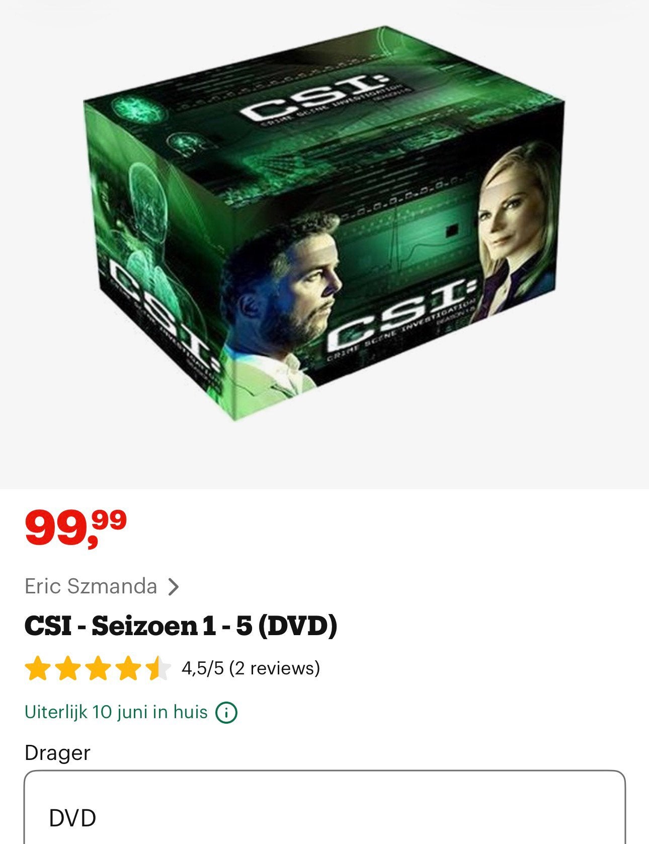 CSI 8 seizoenen en 4 specials dvds, zogoed als nieuw, Boxset, Ophalen of Verzenden, Zo goed als nieuw, Actie en Avontuur