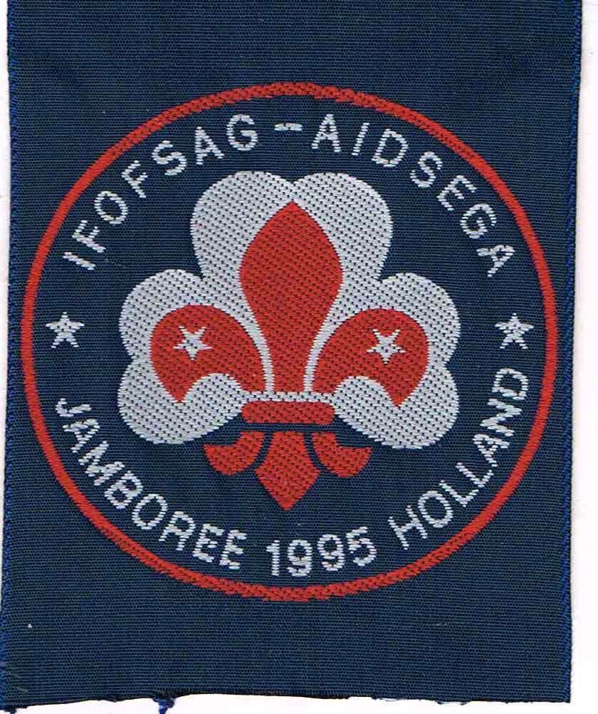scouting Wereld Jamboree 1995 IFOFSAG - AIDSEGA, Verzamelen, Scouting, Ophalen of Verzenden, Nieuw, Embleem, Speld of Insigne