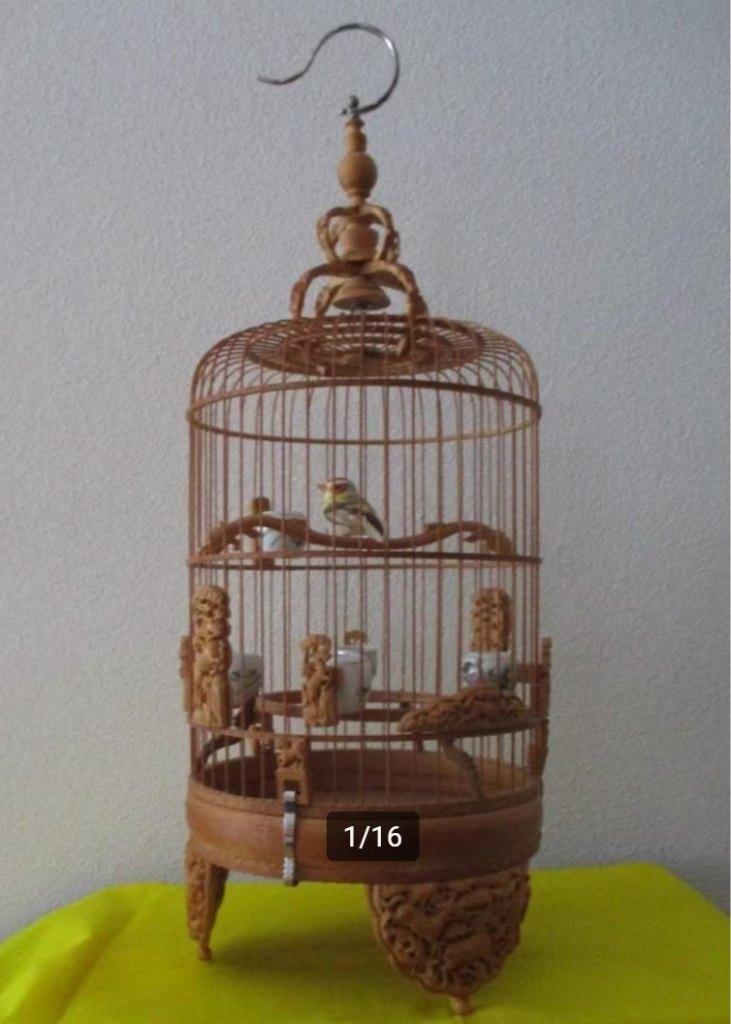 Aziatische vogelkooi met filigraan houtsnijwerk, Verzenden