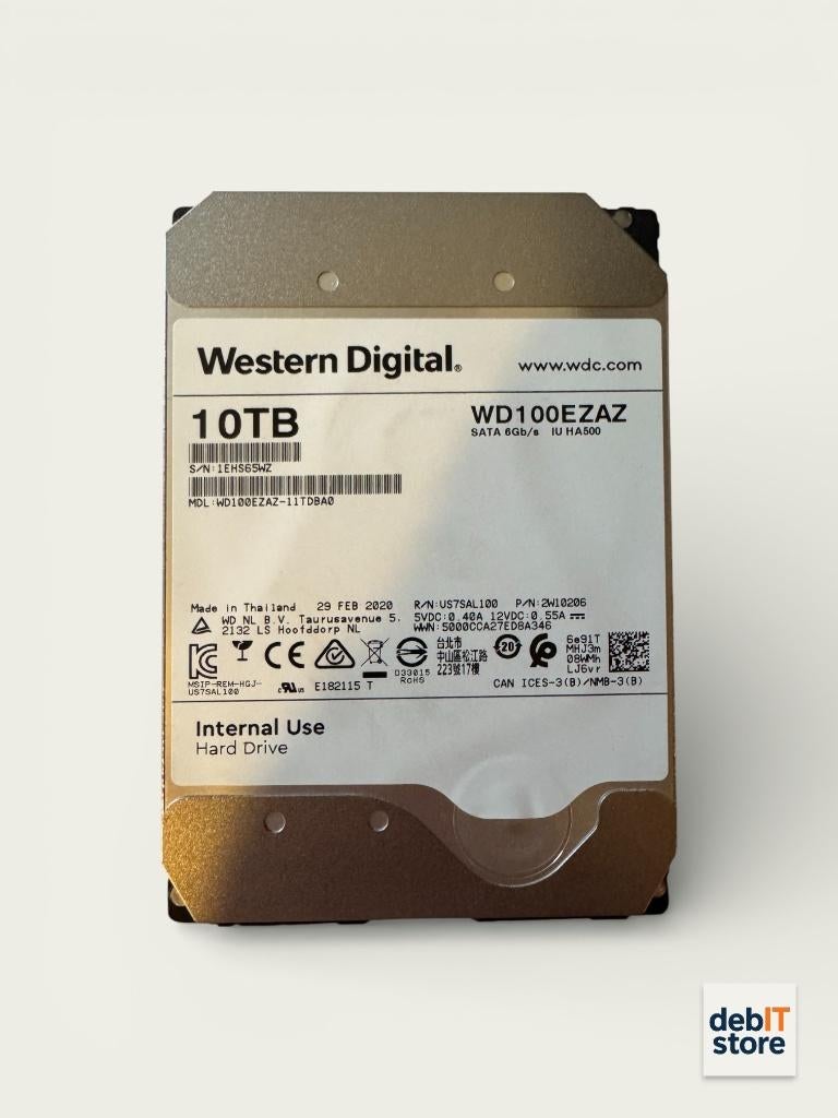 WD 10TB NAS HDD - WD100EZAZ, Computers en Software, Harde schijven, Gebruikt, 10tb, Server, Info@debitstore.nl