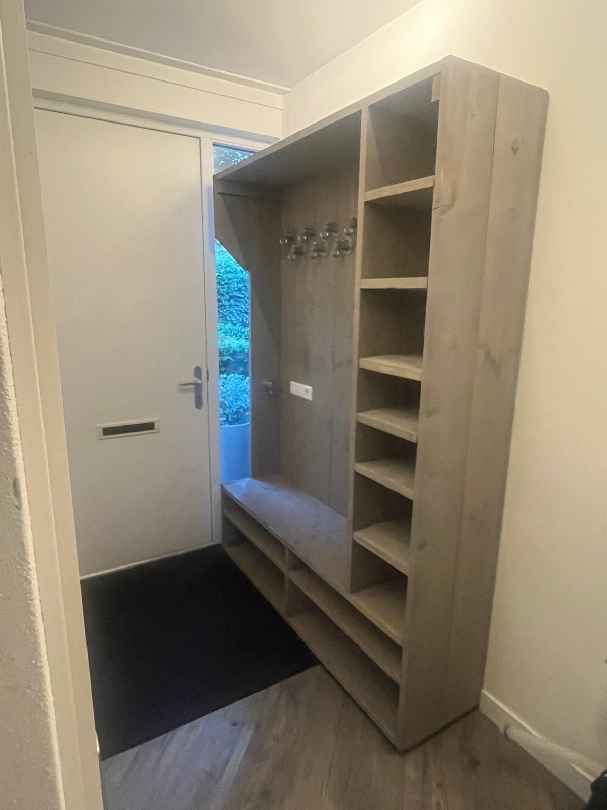Grote steigerhouten garderobekast / kapstok met schoenenkast, Huis en Inrichting, Ophalen, Zo goed als nieuw, 25 tot 50 cm, 200 cm of meer