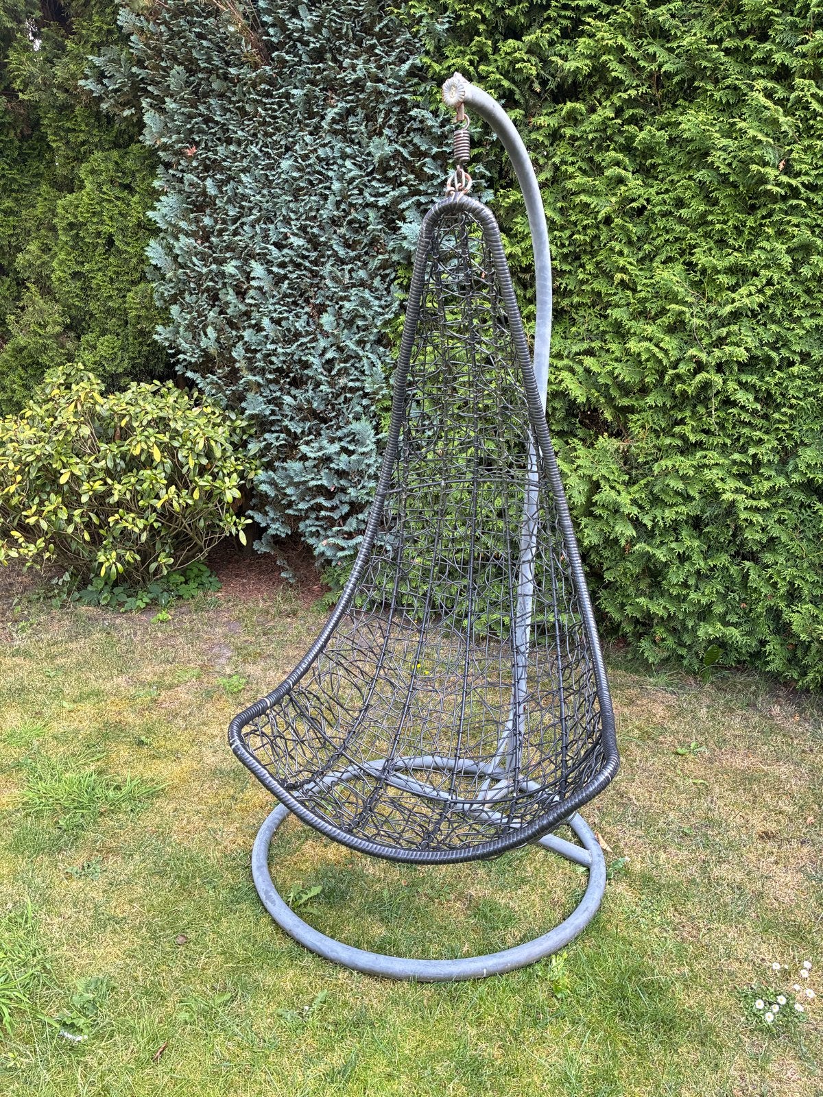 Hangstoel met standaard - Zwart/Grijs, Tuin en Terras, Ophalen, Gebruikt, Wicker