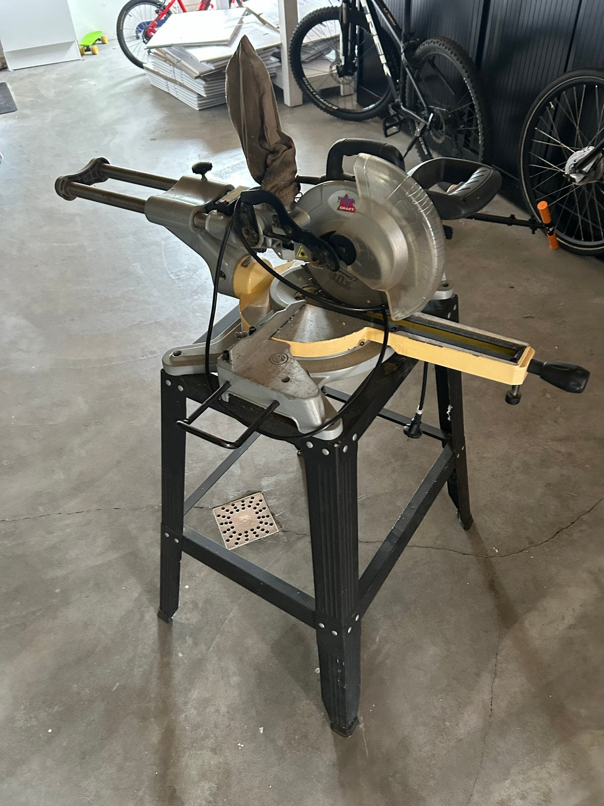 Afkortzaag op tafel - Top Craft, Gebruikt, 600 tot 1200 watt, Ophalen of Verzenden, Afkortzaag