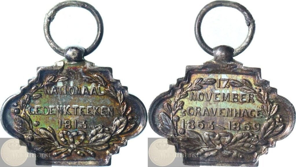 Historiepenning 1869 'Inzameling Nationaal Gedenkteken 1813', Ophalen of Verzenden, Zilver, Nederland