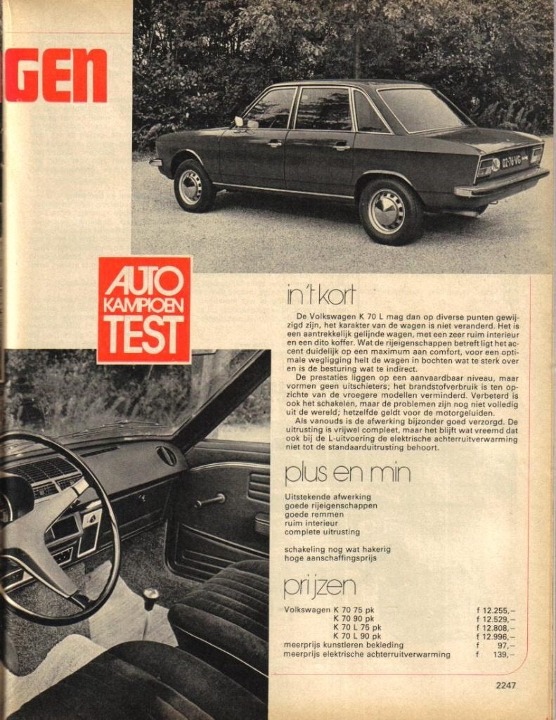 Autokampioen test VW K70 L Oktober 1972, Boeken, Ophalen of Verzenden, Gelezen, Volkswagen