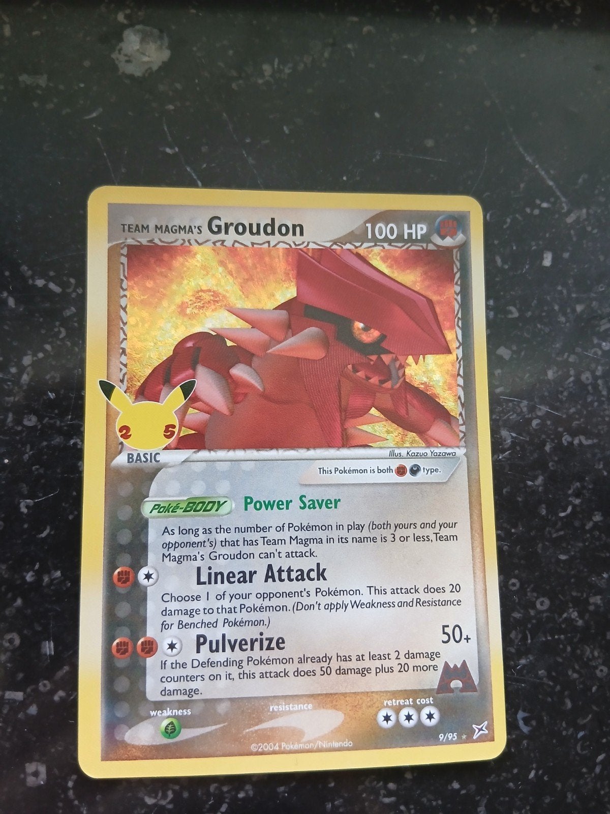 Team Magma's Groudon Pokémon kaart (25th Anniversary), Ophalen of Verzenden, Gebruikt, Losse kaart