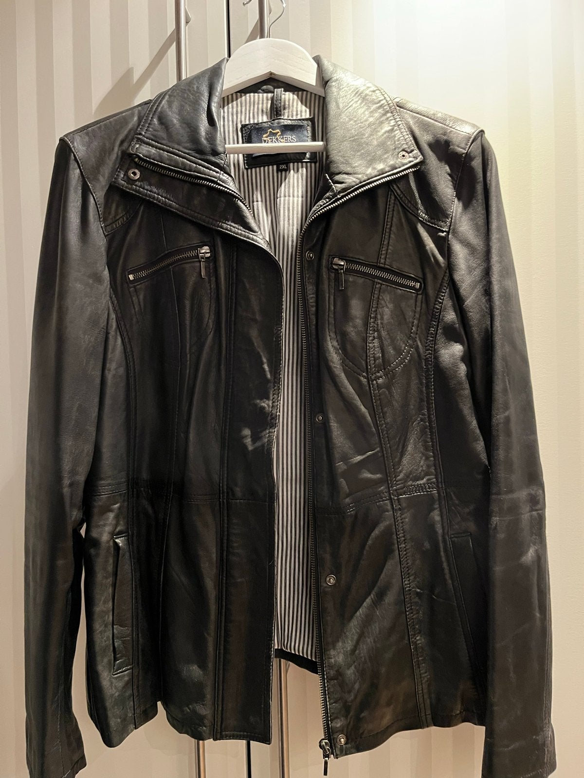 Echte leren jas Dekkers XXL, Ophalen of Verzenden, Gedragen, Maat 46/48 (XL) of groter, Zwart