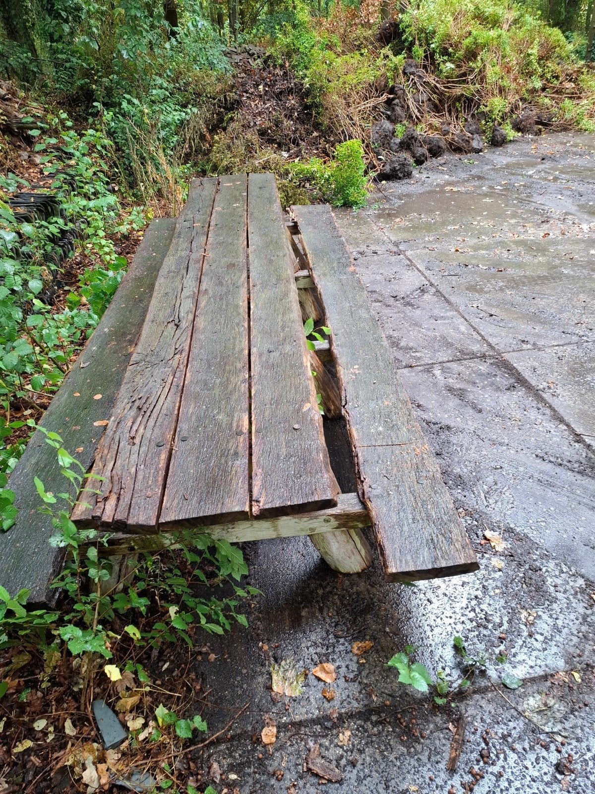 Robuuste houten picknicktafel - Gebruikt, Tuin en Terras, Ophalen of Verzenden, Gebruikt, Rechthoekig, Hout