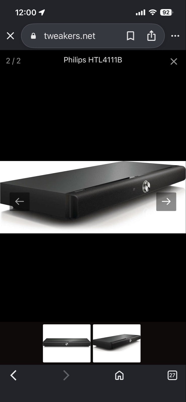 Philips HTL4111B Soundbar - 80W, Bluetooth, HDMI ARC, Ophalen, Philips, Losse componenten, Zo goed als nieuw