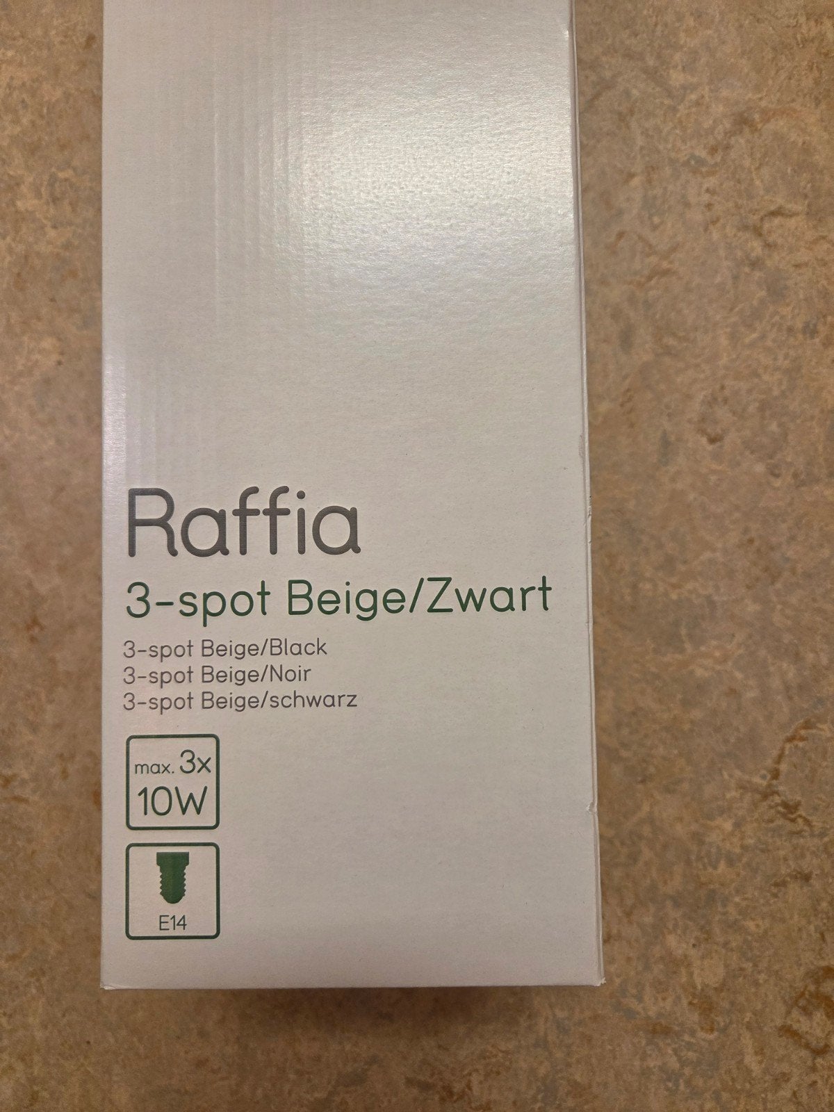 Leen Bakker Raffia 3-spot Beige/Zwart - Plafondspot E14, Ophalen, Overige materialen, Overige lichtbronnen, Overige merken