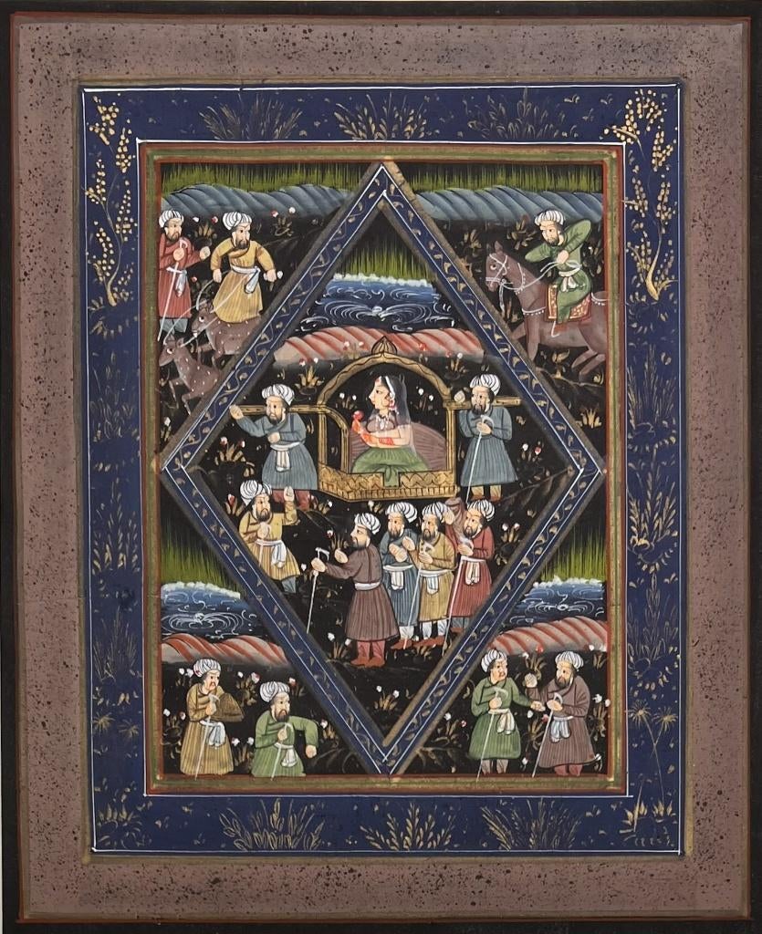 641. Schilderingen op zijde - Mughal-stijl, India, Antiek en Kunst, Kunst | Niet-Westerse kunst, Ophalen of Verzenden