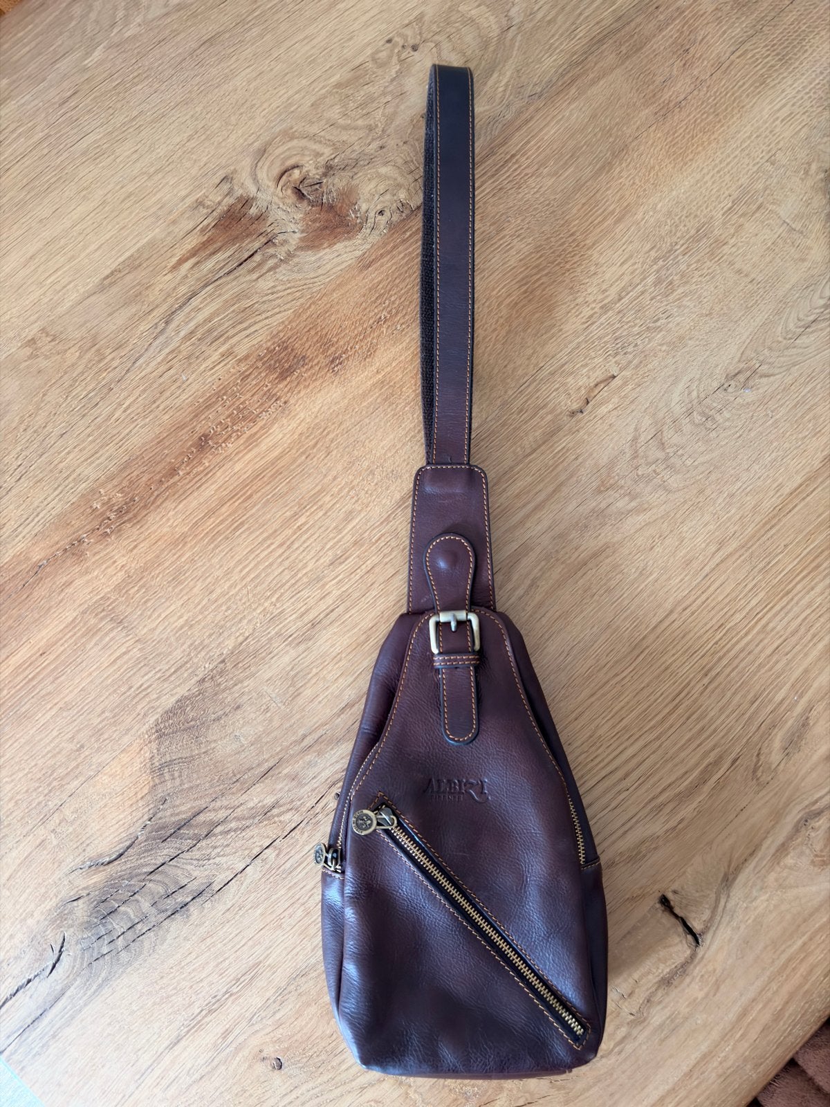 Albizi Firenze Leren crossbody slingbag mannentas manbag, Ophalen of Verzenden, Zo goed als nieuw, Bruin, Leer