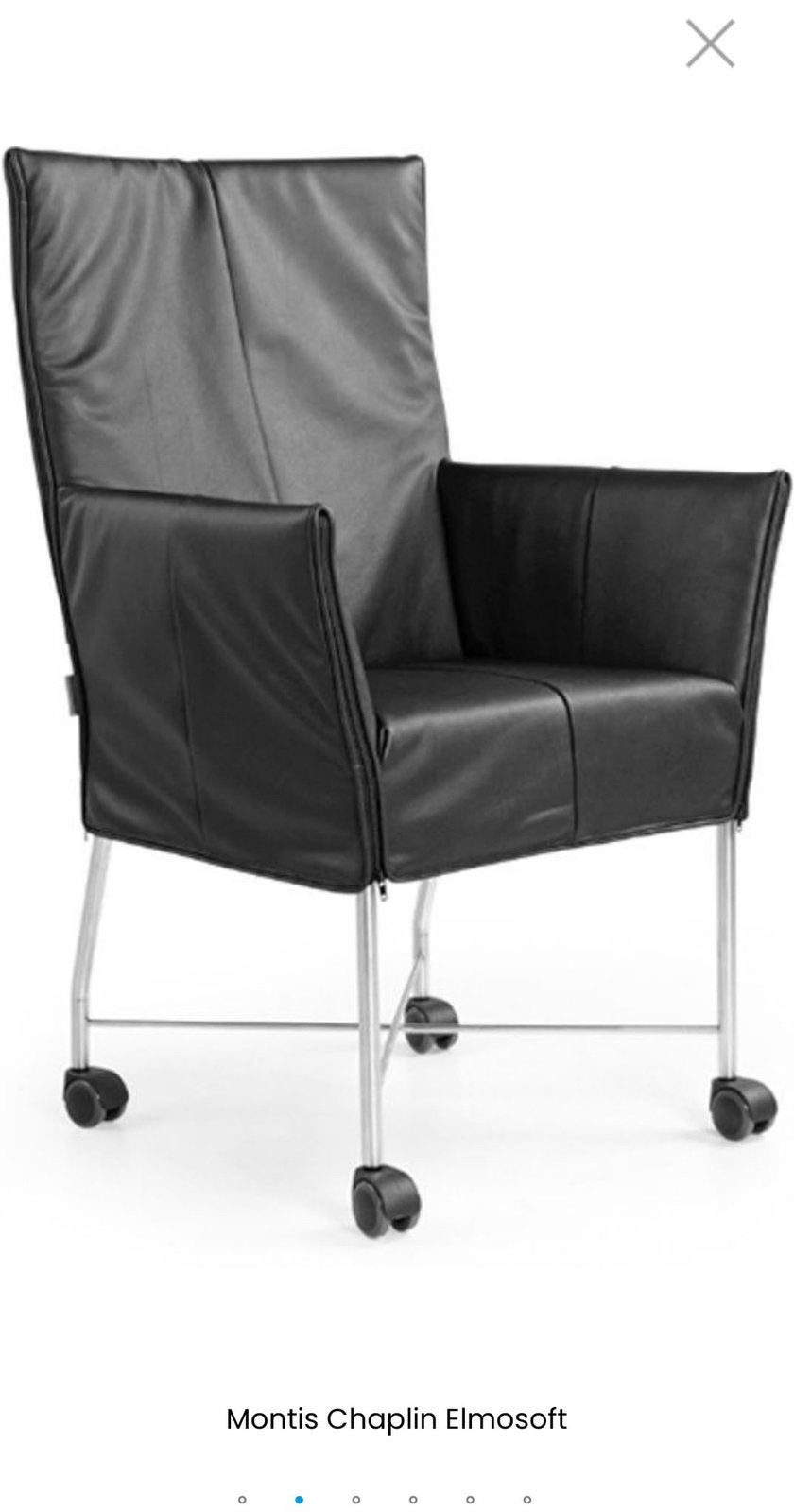 Montis leren stoel met wieltjes, Huis en Inrichting, Stoelen, Ophalen, Zie foto, Zwart, Leer