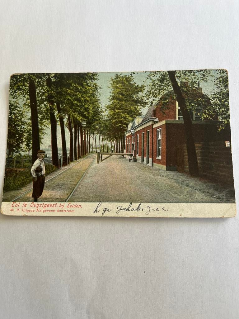 andichtkaart Oegstgeest bij Leiden, Ophalen of Verzenden, Voor 1920, Gelopen, Zuid-Holland
