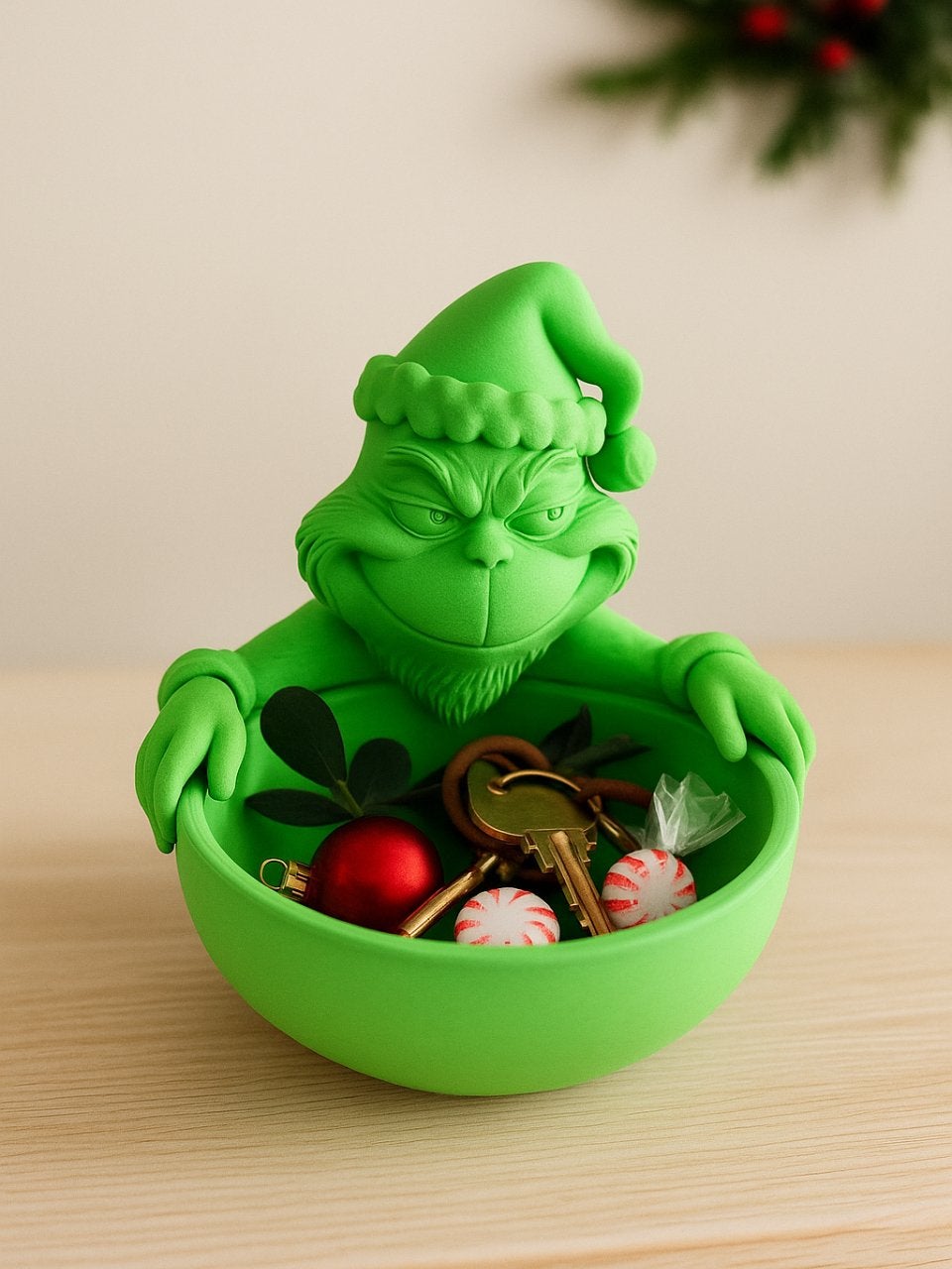 3D Geprinte Grinch Schaal - Unieke Decoratie, Diversen, Ophalen of Verzenden, Nieuw