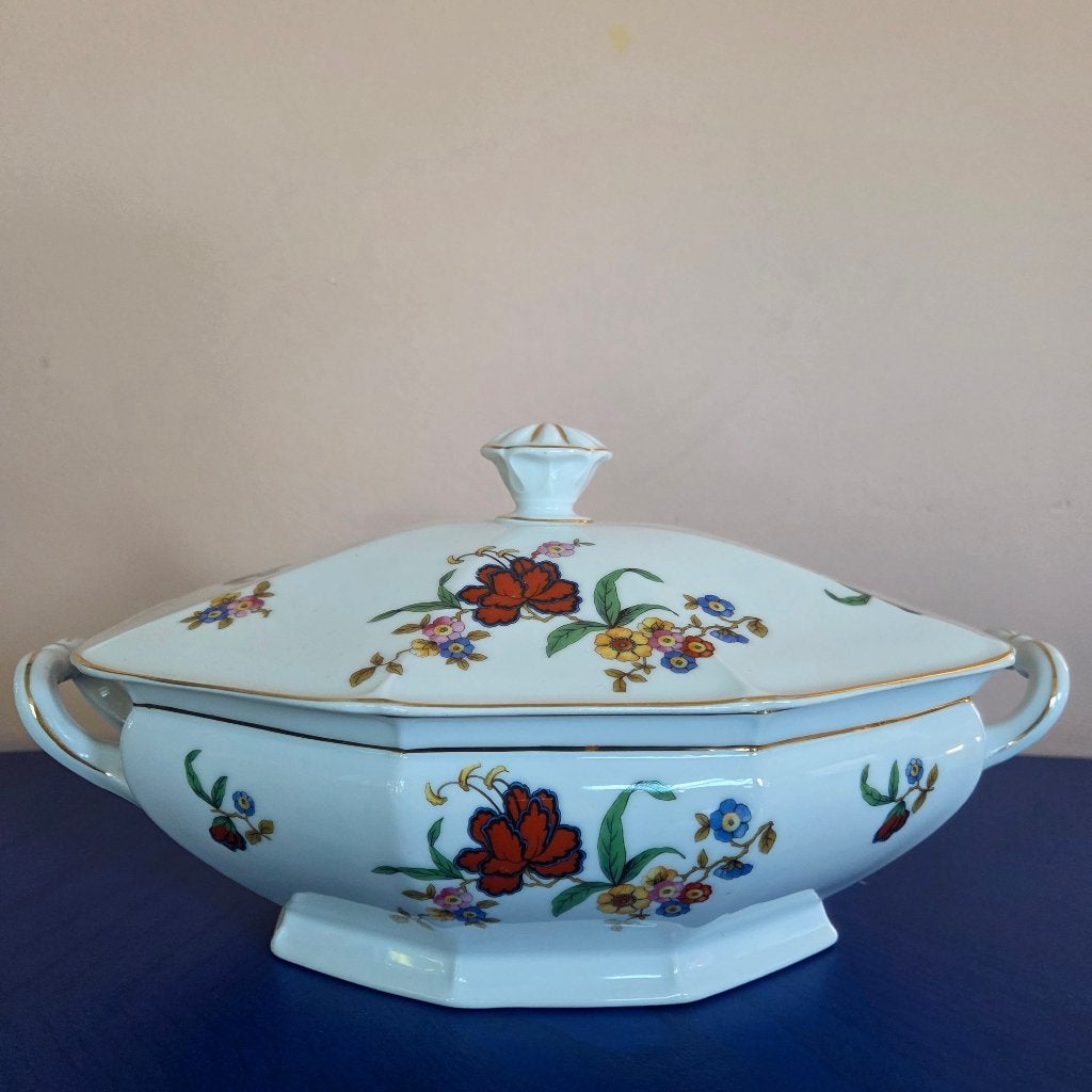 Antieke Epiag Czechoslovakia porseleinen dekschaal / terrine, Antiek en Kunst, Ophalen of Verzenden