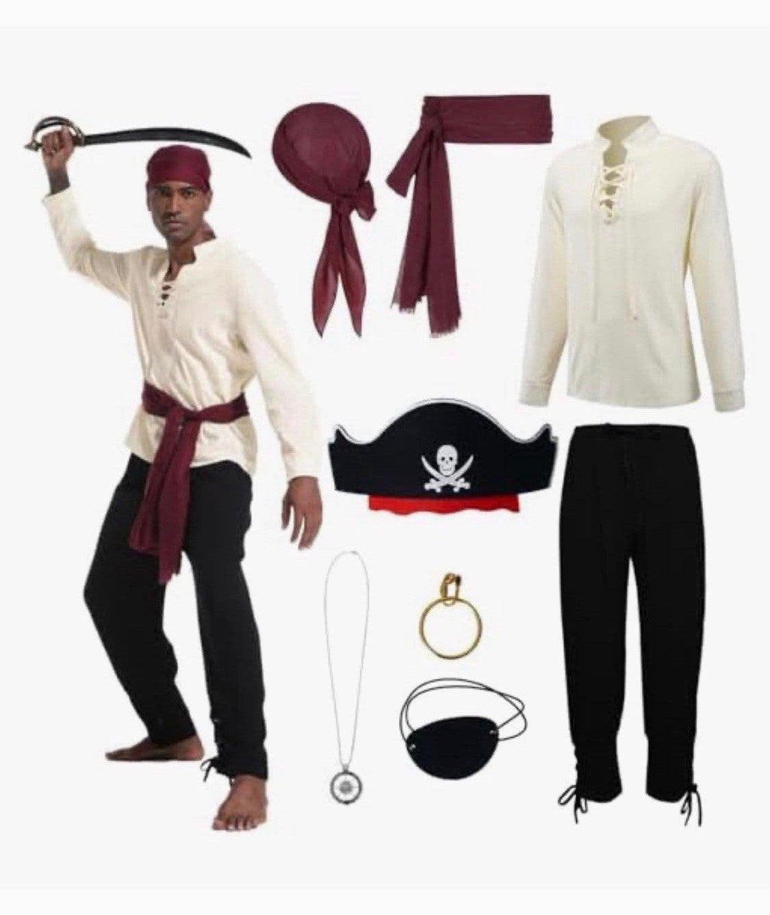 Ajgegje 7-delig piratenkostuum voor volwassenen maat XL, Carnaval, Ophalen of Verzenden, Kleding, Maat 56/58 (XL)