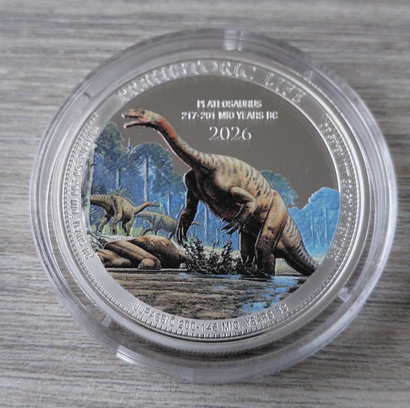 2026 Congo Plateosaurus Color Prehistorie 1 oz .9999 Zilver, Ophalen of Verzenden, Zilver
