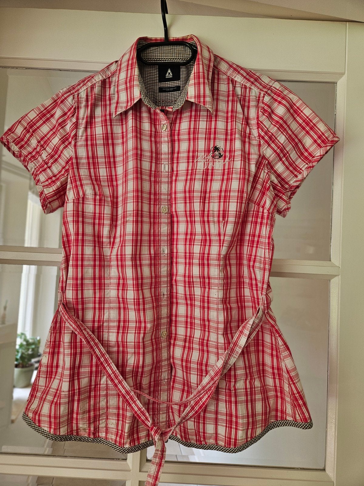 Gaastra blouse korte mouw roze/wit ruitje maat 40, Kleding | Dames, Blouses en Tunieken, Ophalen of Verzenden
