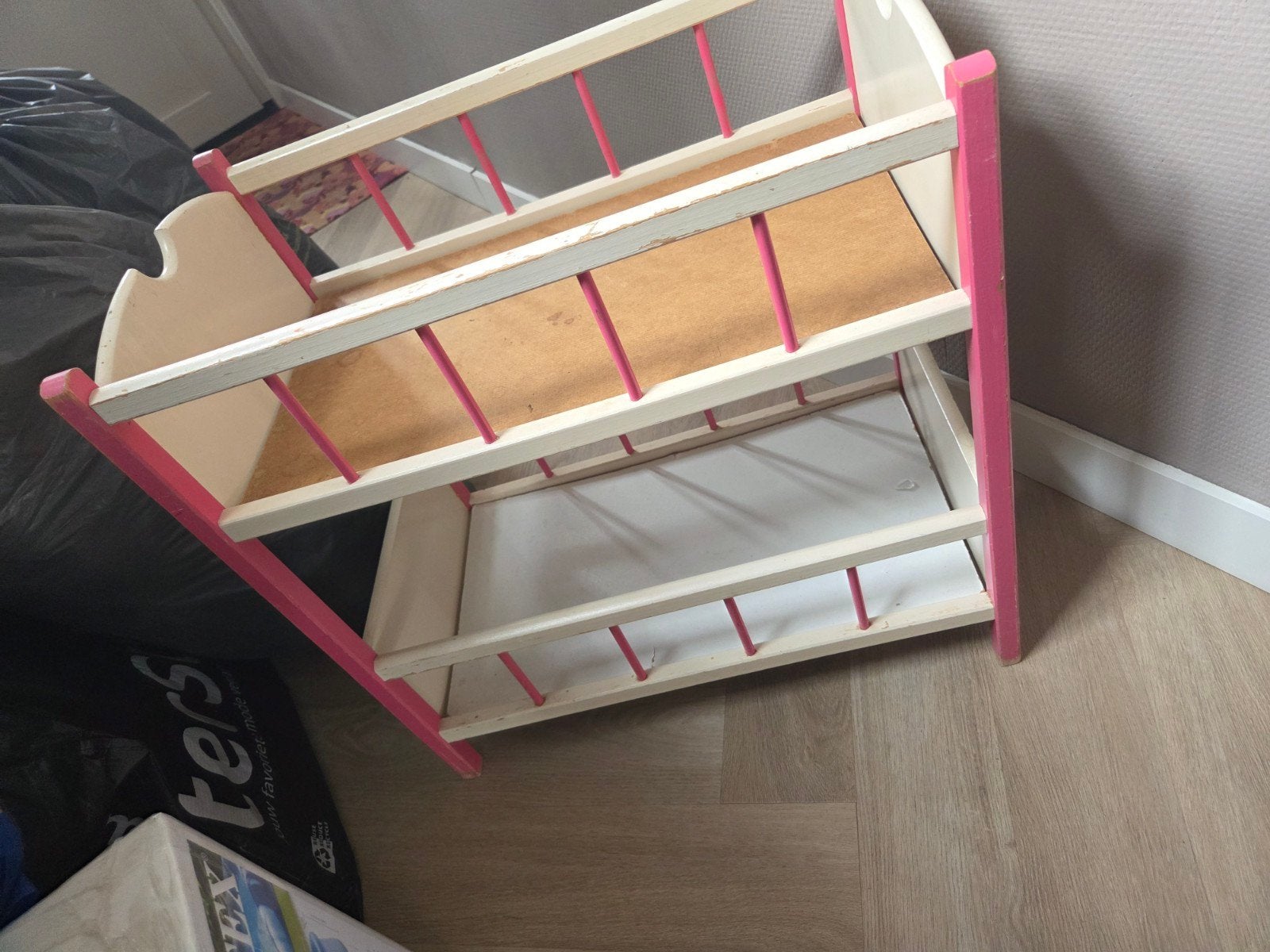 poppenbed stapelbed roze/wit, Ophalen, Gebruikt