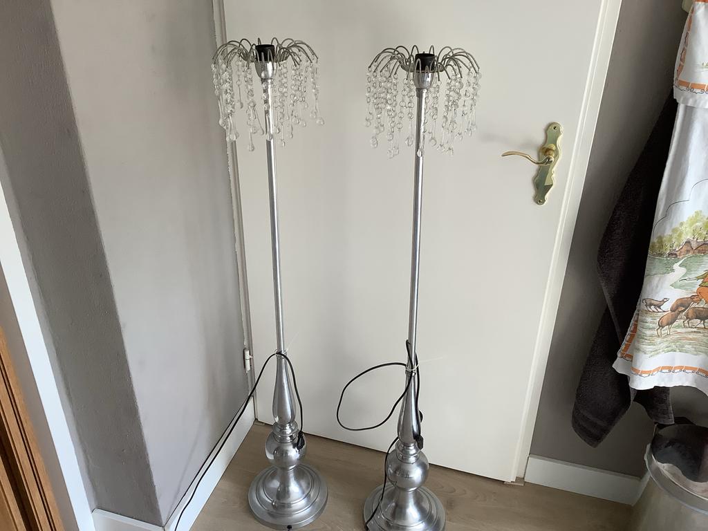 Set van 2 Staande Schemerlampen met Kristallen Decoratie, Ophalen, Zo goed als nieuw