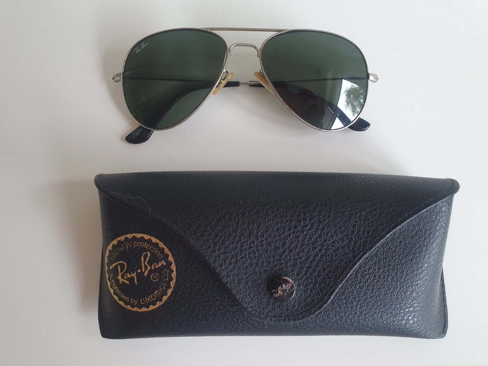 Ray-Ban Aviator zonnebril met etui, Ophalen of Verzenden, Gebruikt, Zonnebril, Ray-Ban