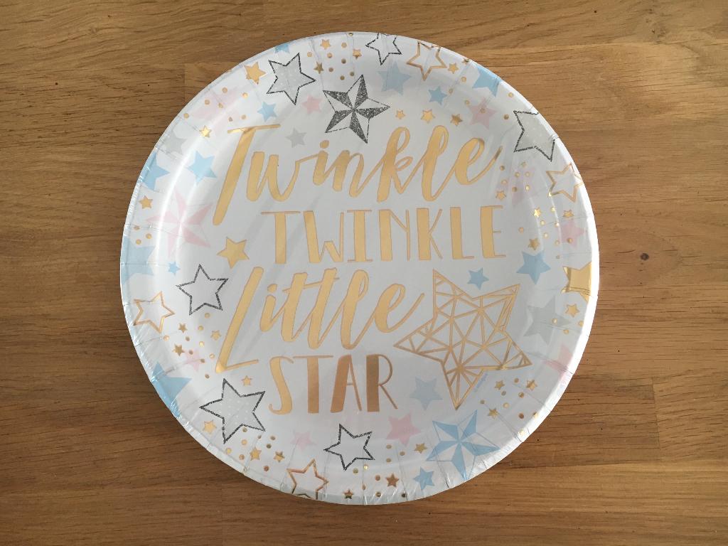 Borden Twinkle Twinkle Little Star - 8 st | geboorte- reveal, Ophalen of Verzenden, Nieuw, Feestartikel