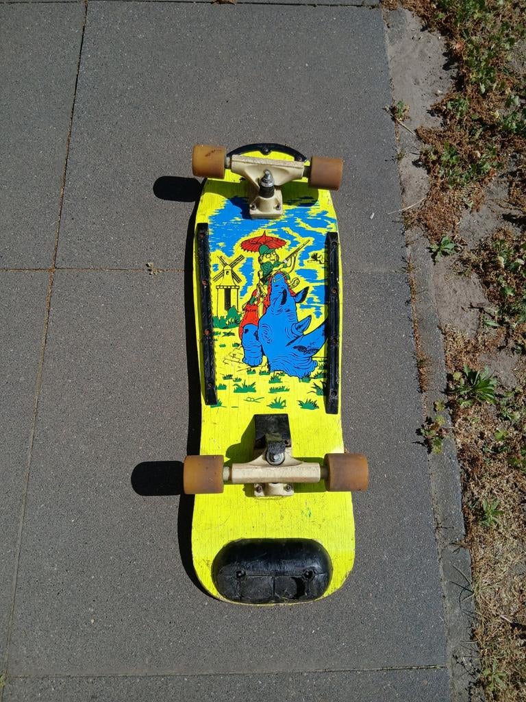 Vintage Skateboard met originele wielen en tail skid, Ophalen of Verzenden, Gebruikt, Skateboard