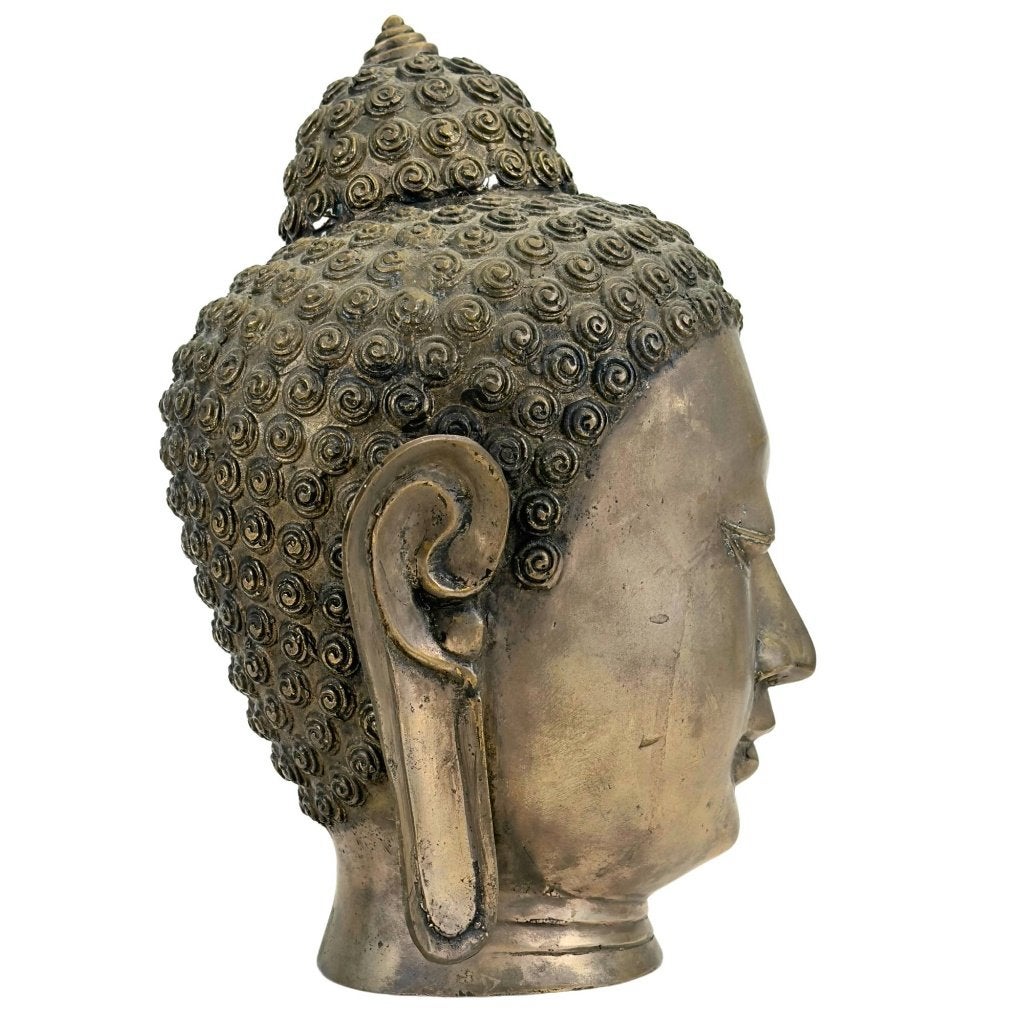 Boeddhahoofd – Thais brons – Sukhothai-stijl, Antiek en Kunst, Overige herkomsten, Ophalen of Verzenden, Beeld, Brons