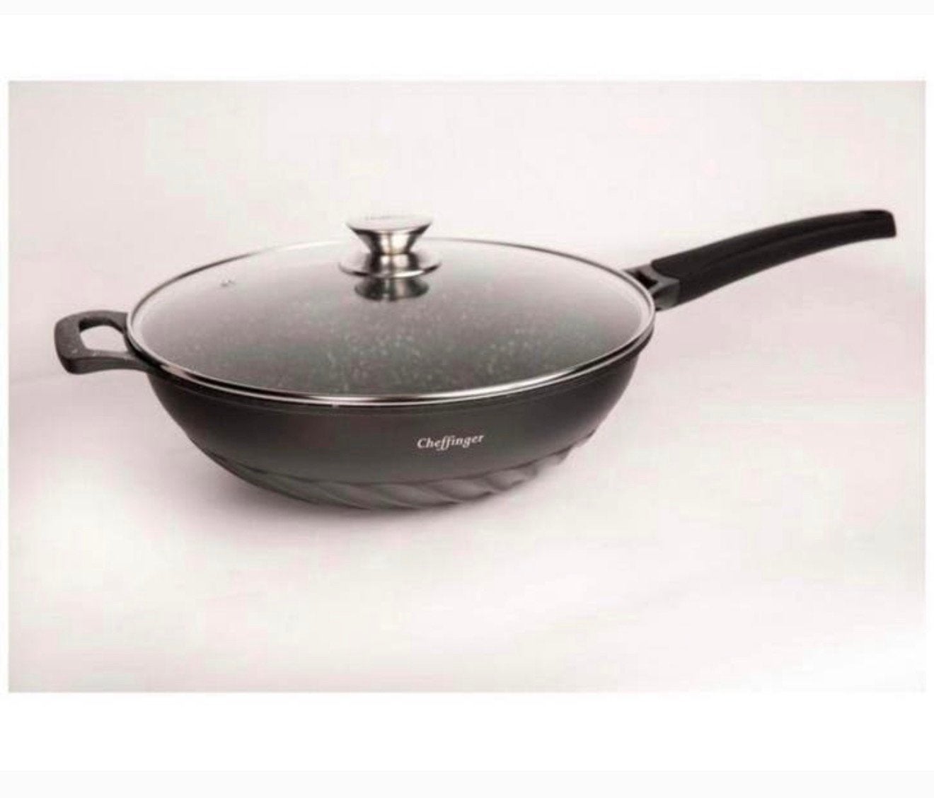 Cheffinger Wokpan wok-pan XL 32 cm met Deksel Inductie Nieuw, Ophalen of Verzenden, H, H, H