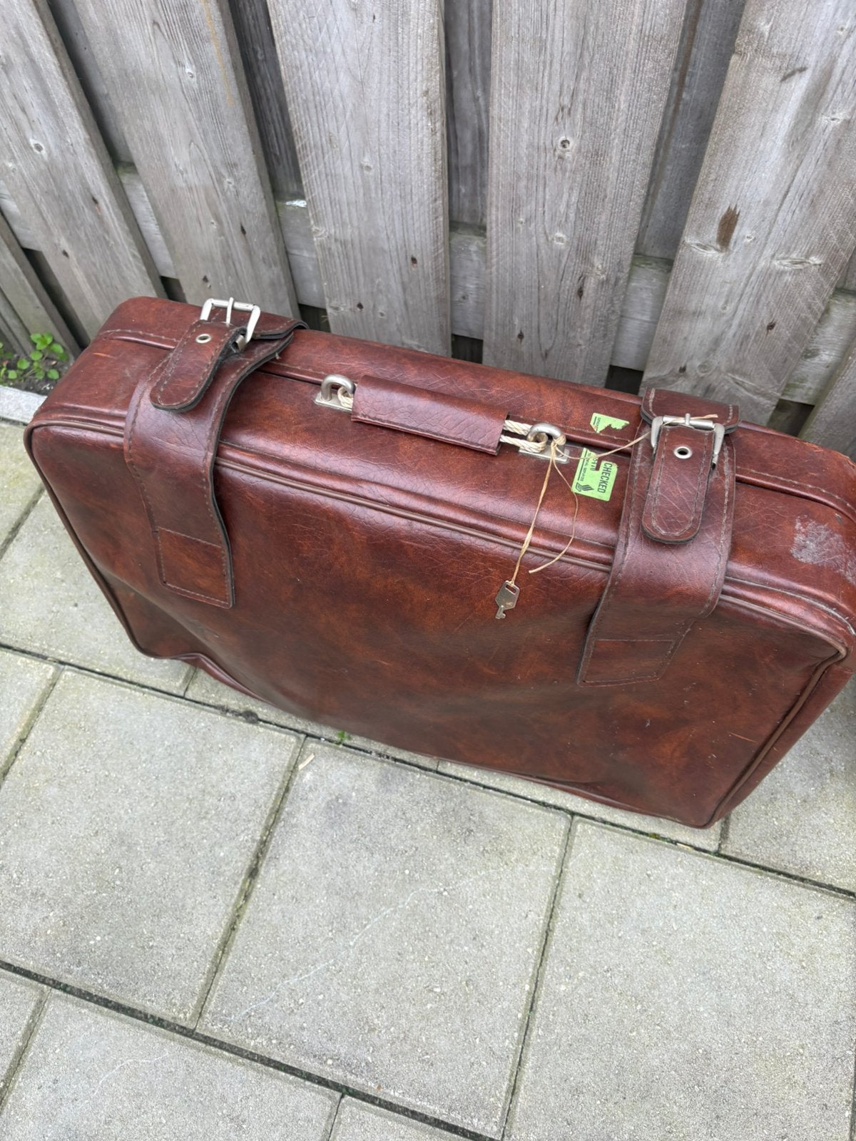 Grote Vintage Reiskoffer – Bruin – Retro Koffer, Ophalen, Zo goed als nieuw, Leer