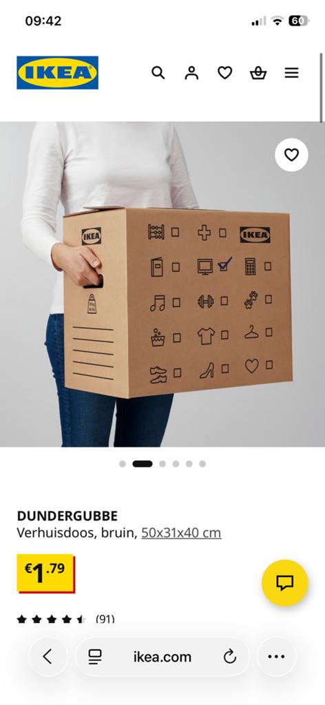 Veertig sterke verhuisdozen IKEA, Ophalen, Doos, 40 tot 60 cm, 50 tot 75 cm