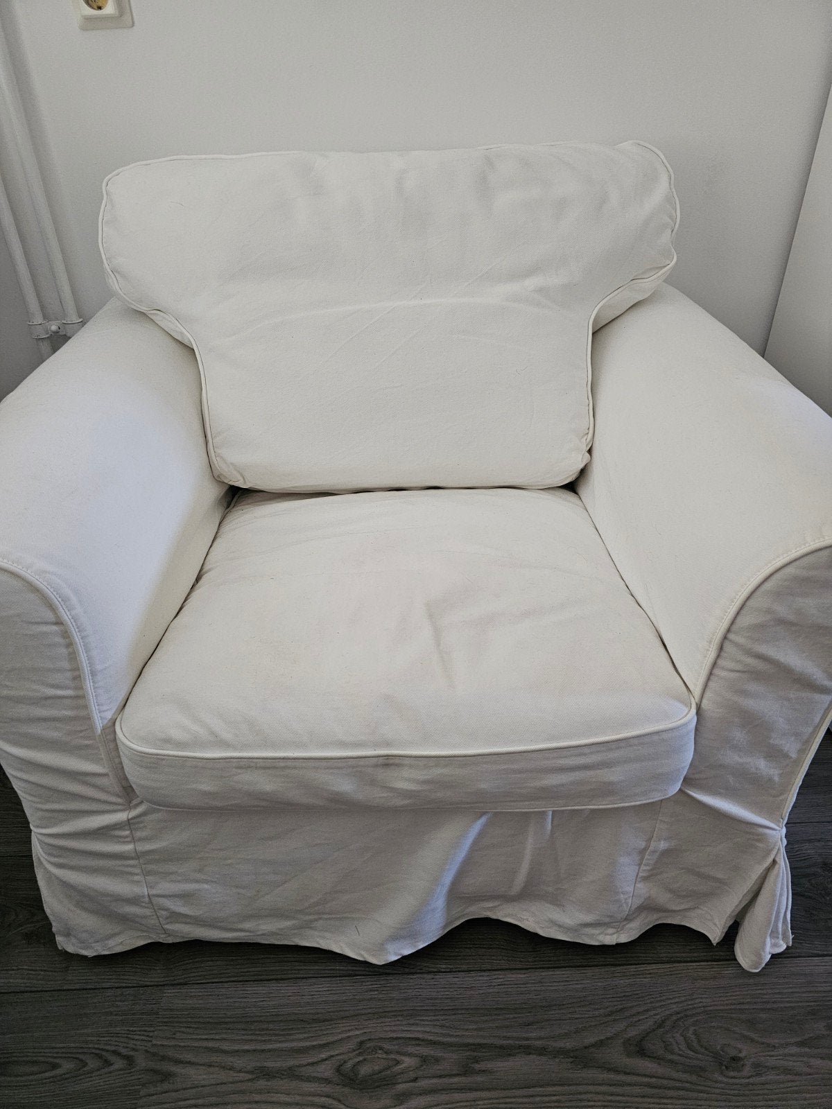 IKEA Ektorp witte fauteuil, Huis en Inrichting, Fauteuils, Ophalen, Gebruikt, Stof, 100 tot 125 cm