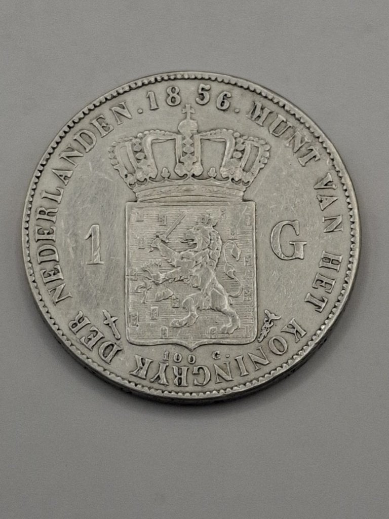 Zilveren 1 gulden 1856 Willem III, Ophalen of Verzenden, Koning Willem III, 1 gulden, Losse munt