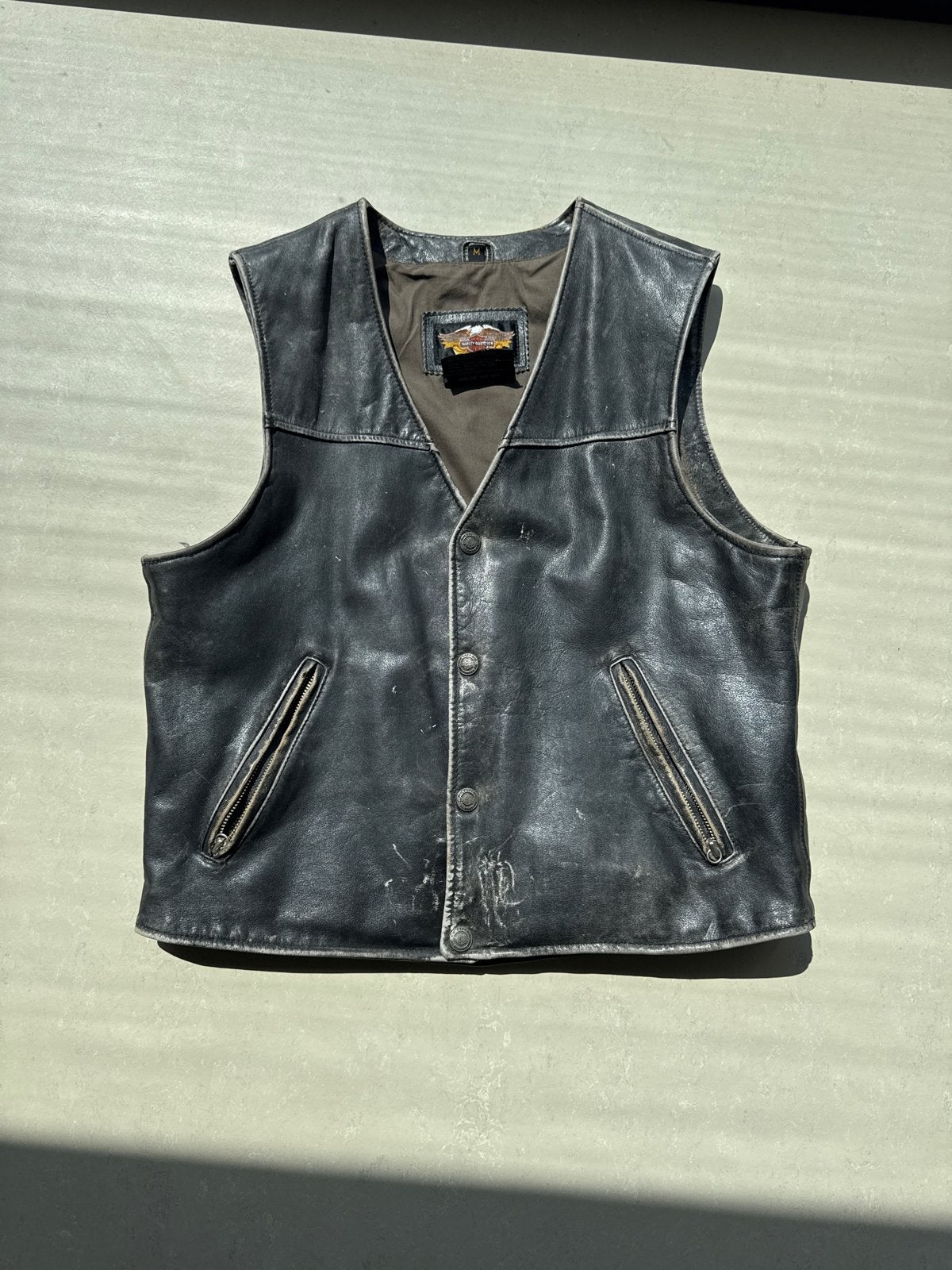 Harley Davidson Leren Vest distressed, Motoren, Kleding | Motorkleding, Overige typen, Heren, Tweedehands, Ophalen of Verzenden