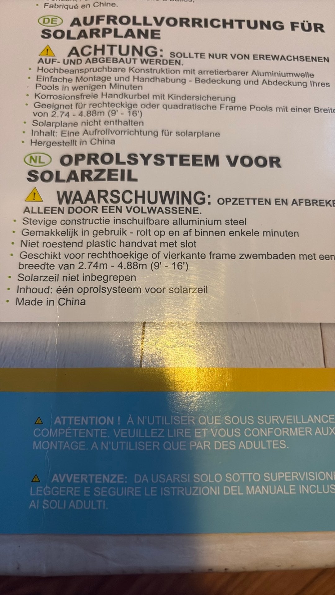 Intex Solar afdekzeil oproller breedte 2.74 lengte 4.88, Ophalen, 200 tot 300 cm, Overige typen, Nieuw