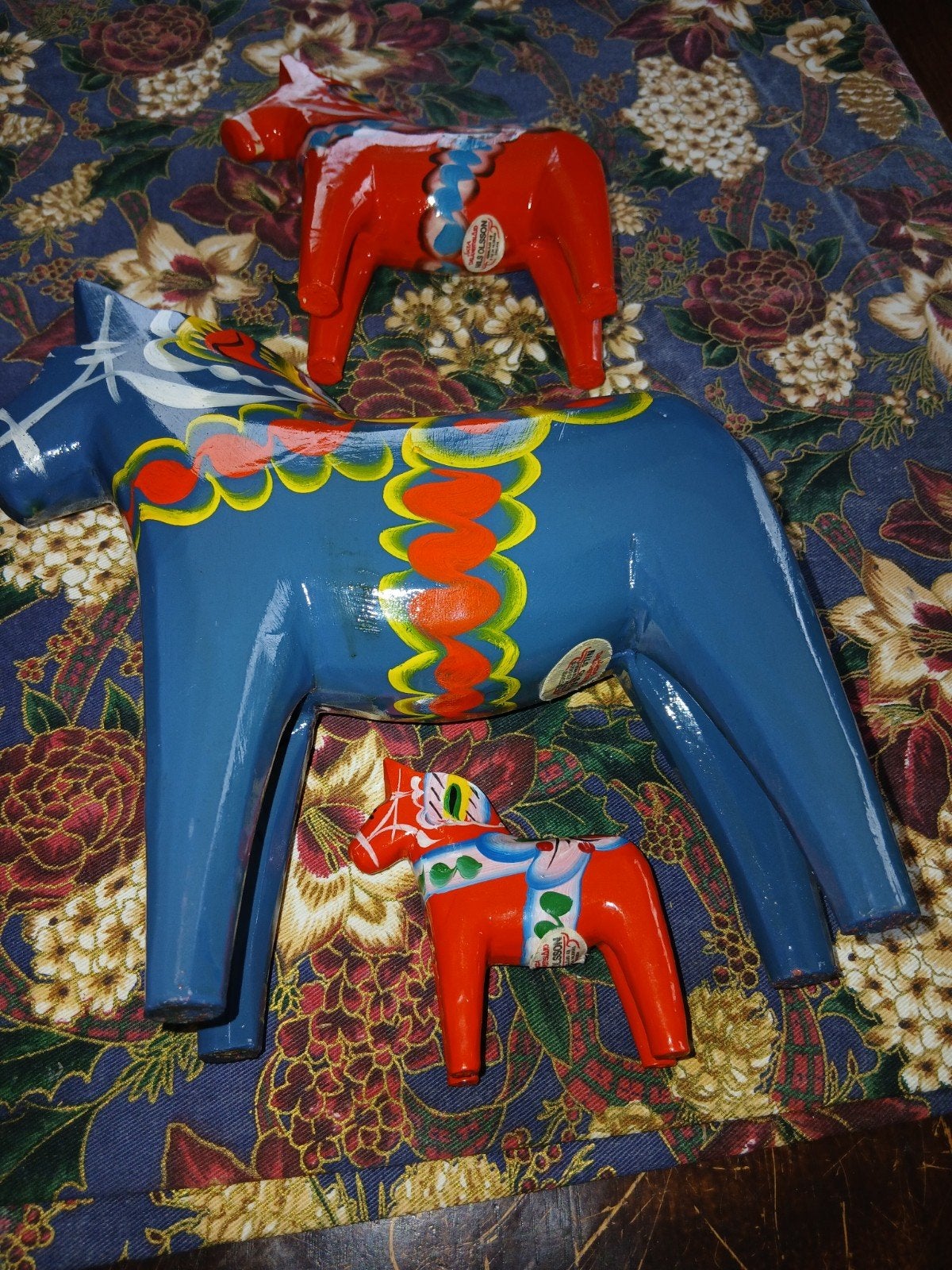 Set van 3  Designers Zweedse Dala paarden - Nils Olsson, Antiek en Kunst, Gemerkt, Hout, Ophalen of Verzenden, Overige typen