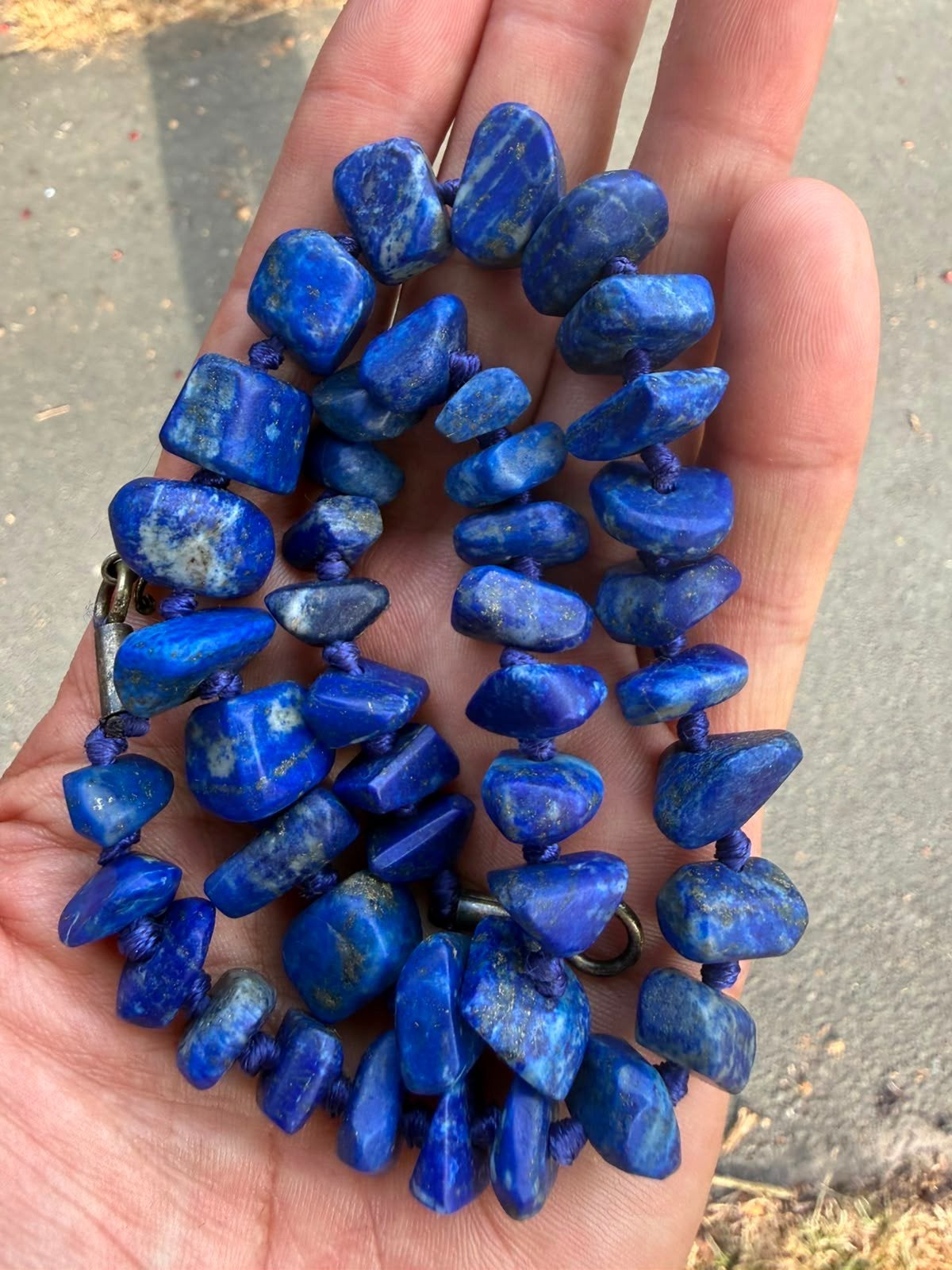 Lapis Lazuli Ruwe Kralen Ketting N828, Blauw, Csj, Nieuw, Ophalen of Verzenden